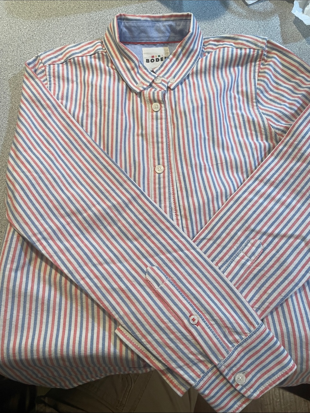 Boden boys Blue & Red Striped Button-Down Shirt size 11-12Y
